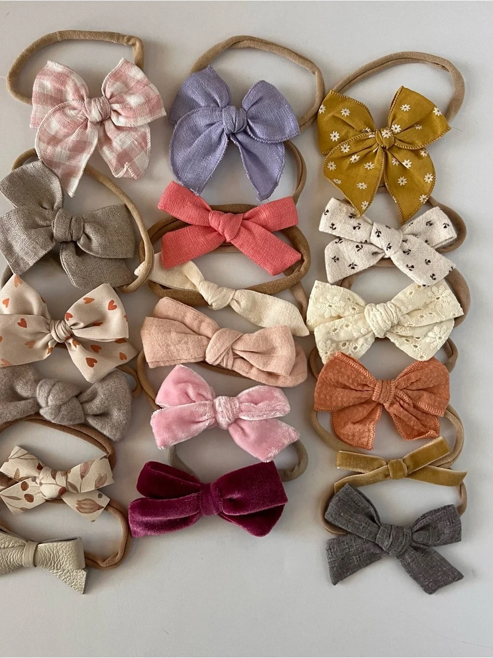 Assorted Girls Bow Headband Set - Pink, Purple, Mustard & More